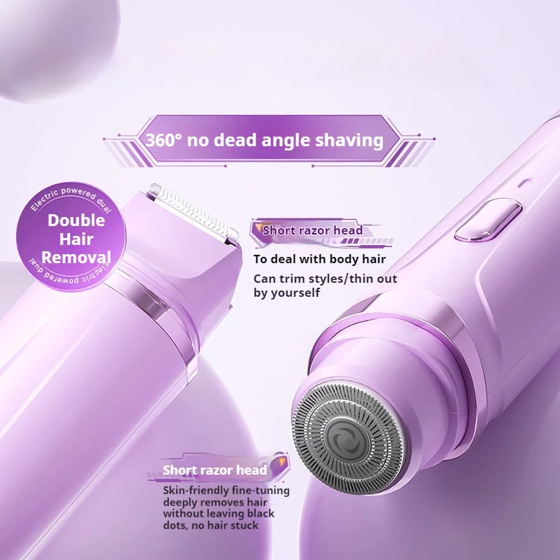 2in1 Electric Razor for Women Painless Hair Removal Rechargeable Body Trimmer Underarm Mustache Epilator Shaver