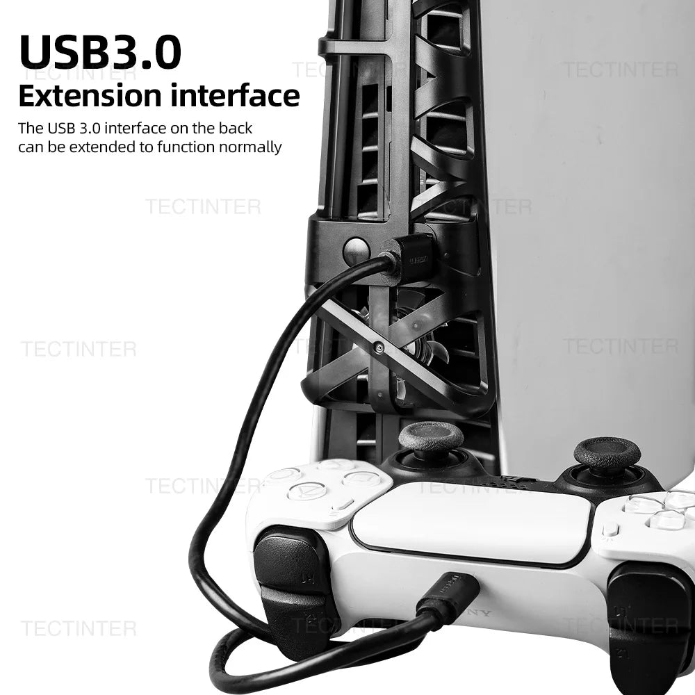 Cooling Fan for PS5 Slim Disc Edition/Digital Edition Game Console with RGB Lighting USB 3.0 Port for PlayStation 5 Accessories